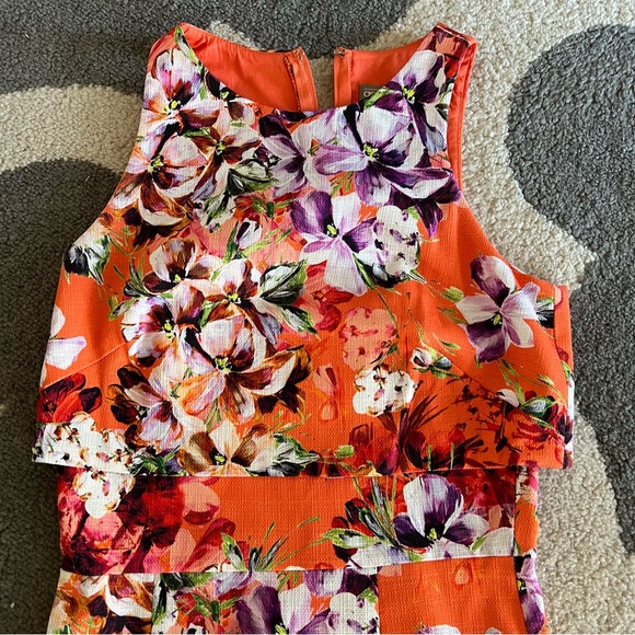 EUC Gorgeous orange floral midi dress - Picture 3 of 4
